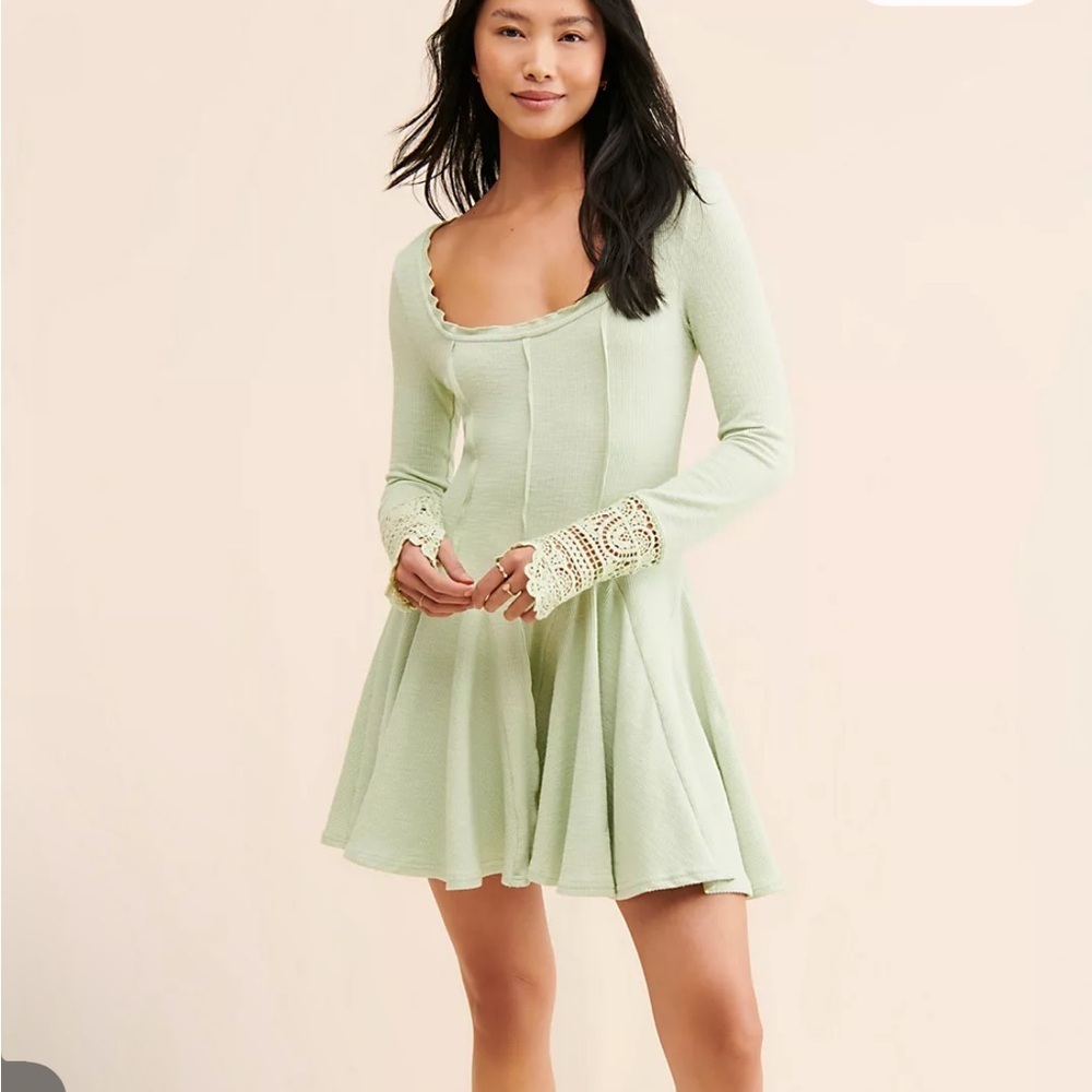 FREE PEOPLE NWT LITTLE LOVE THERMAL MINI DRESS